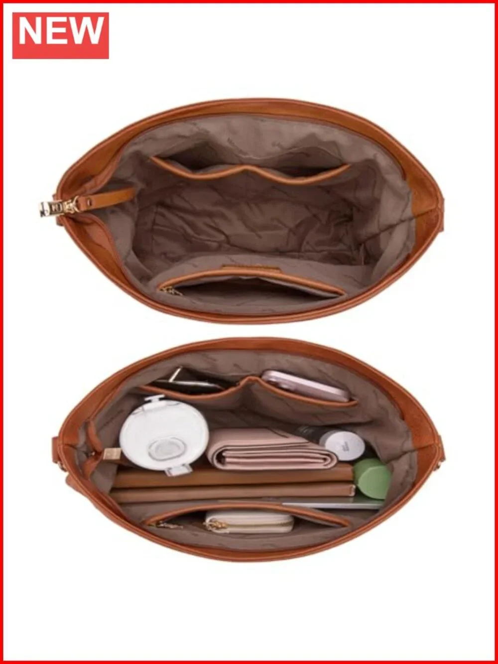 Vegan Leather Hobo Bag with Detachable Strap, Large Shoulder Purse